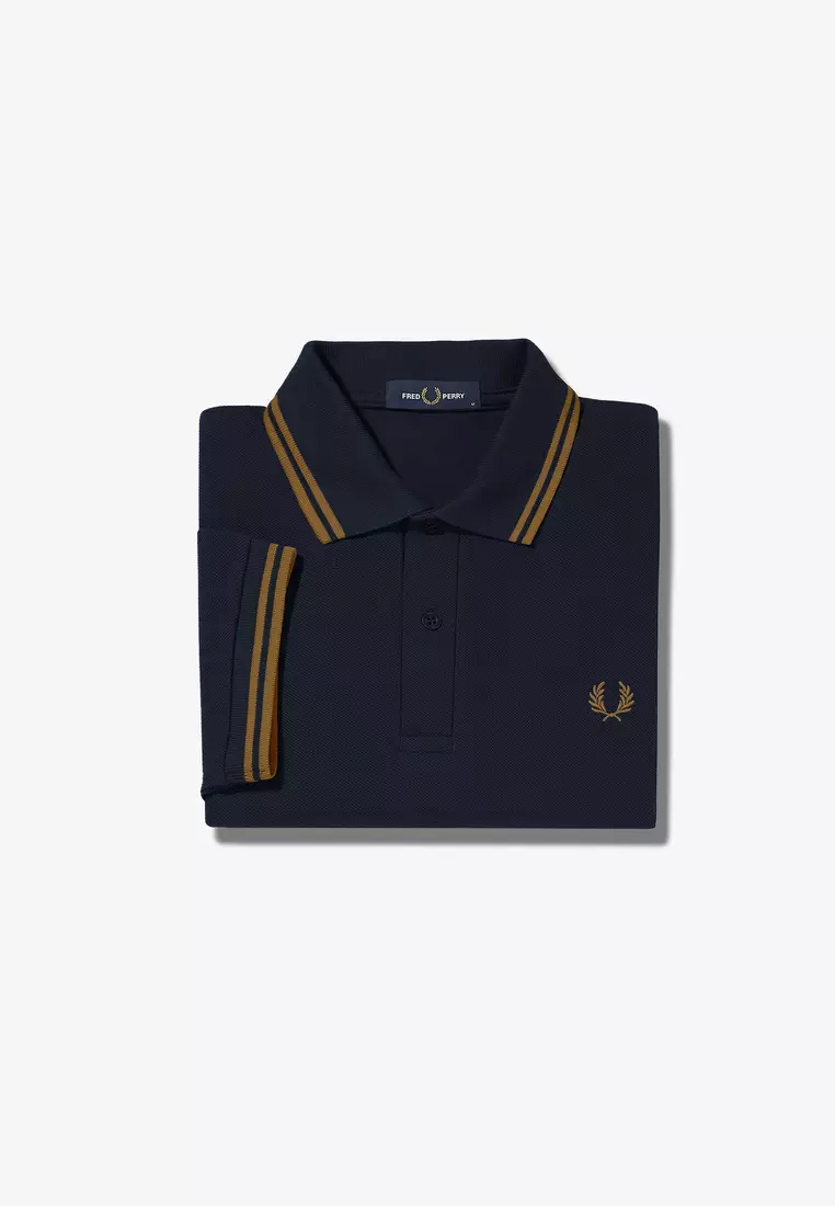 Fred Perry M3600 Twin Tipped Fred Perry Shirt (Navy / Dark Caramel / Dark Caramel)