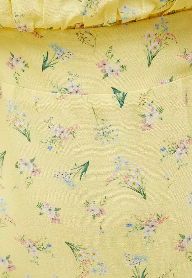 Viscose Puff Sleeves Mini Dress