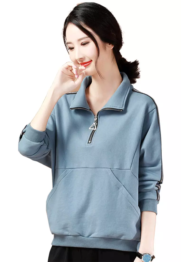 Pullover sweater with zipper sale