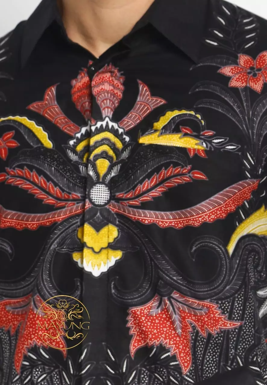 Nala Black Kemeja Batik Pria Premium Slimfit Modern Lengan Panjang