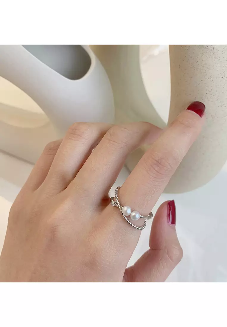 Pure silver sale pearl ring