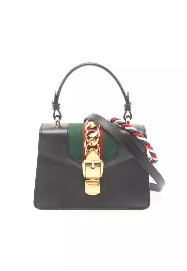 Buy Gucci Pre loved Gucci Sylvie sherry line Handbag leather black