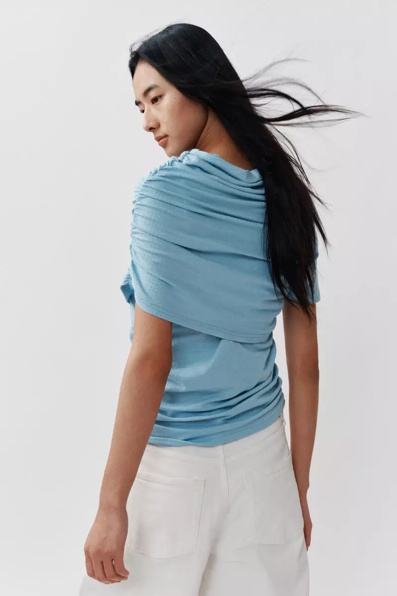 Ruched cape-detail top