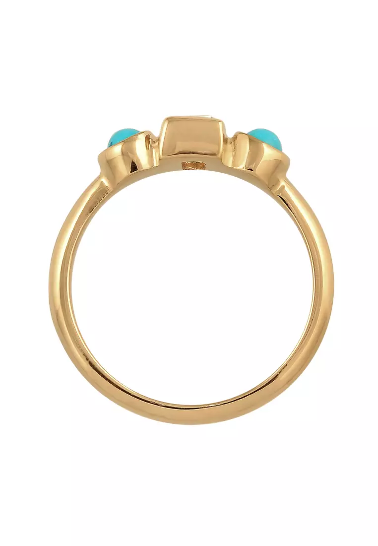 Ring Engagement Vintage Sparkling Topaz And Howlite Gold Plated