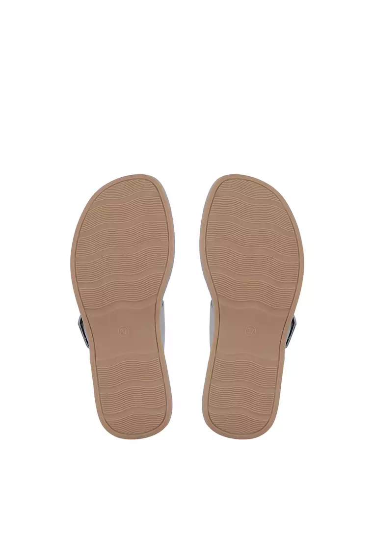 Dark Grey CR Lea Double Strap Sandals