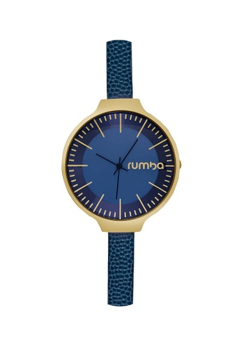 RumbaTime blue and gold Rumbatime Orchard Leather Watch Midnight Blue RU023AC68ZXNHK_1