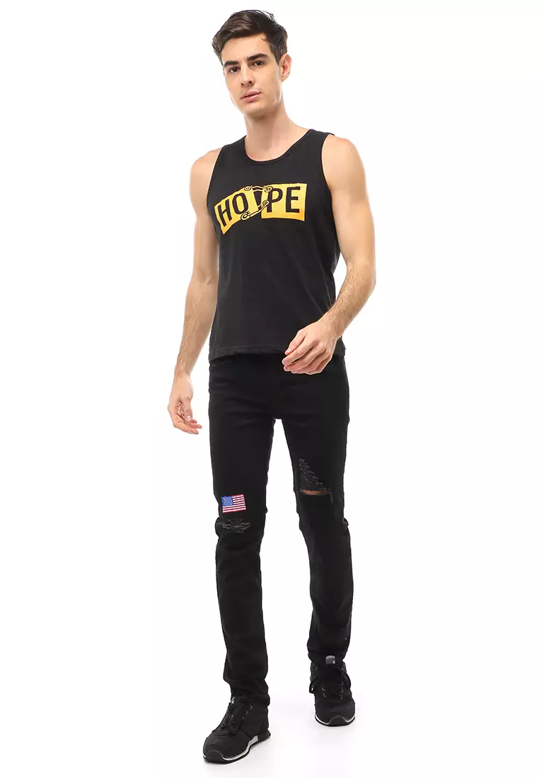 Agies Pakaian Dalam Pria Tank Top Singlet Hope Motive Material Cotton ORIGINAL - Gold