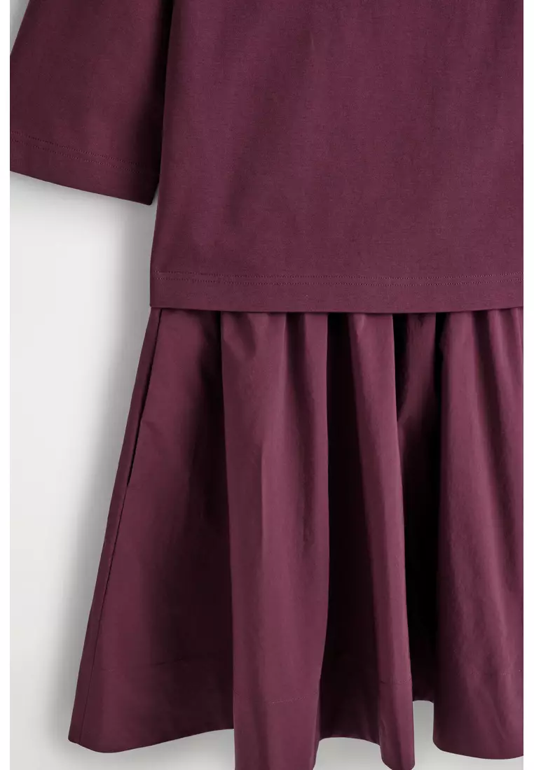 CONTRAST-PANEL BOAT-NECK MINI DRESS
