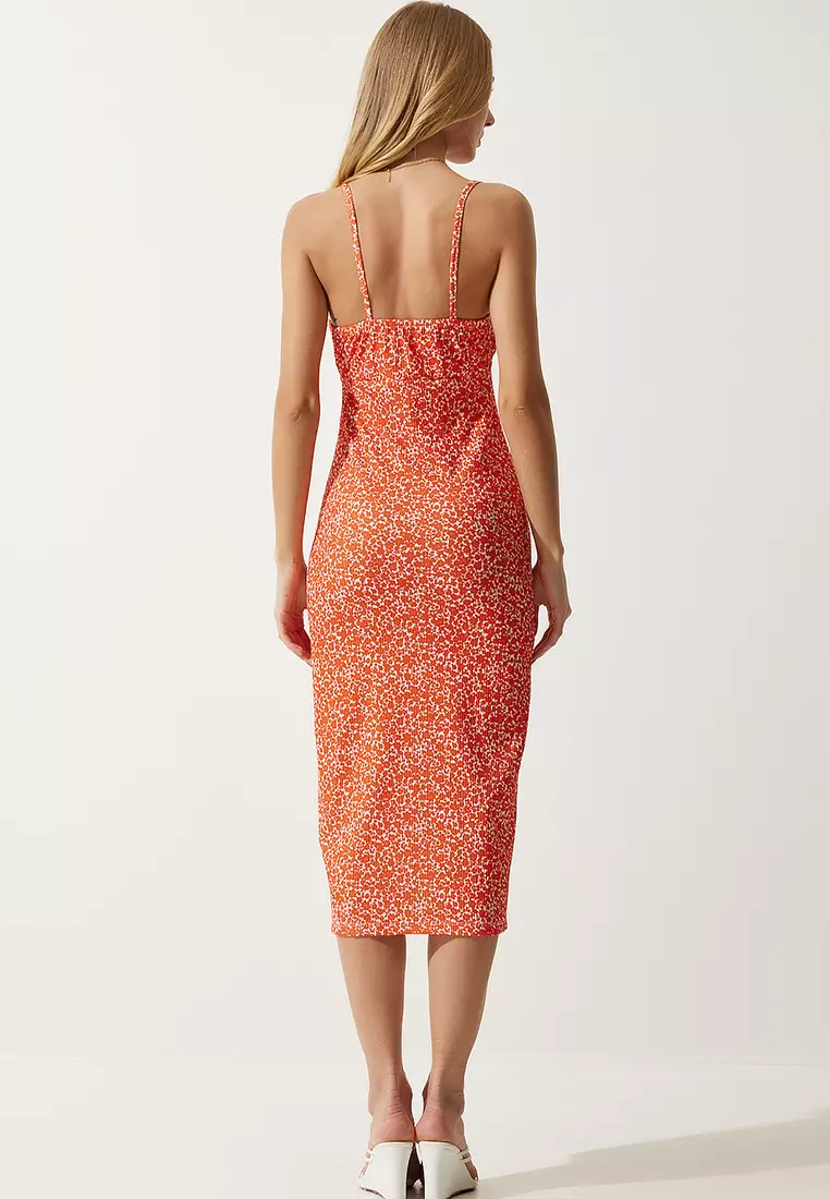 Pattern Slit Midi Dress