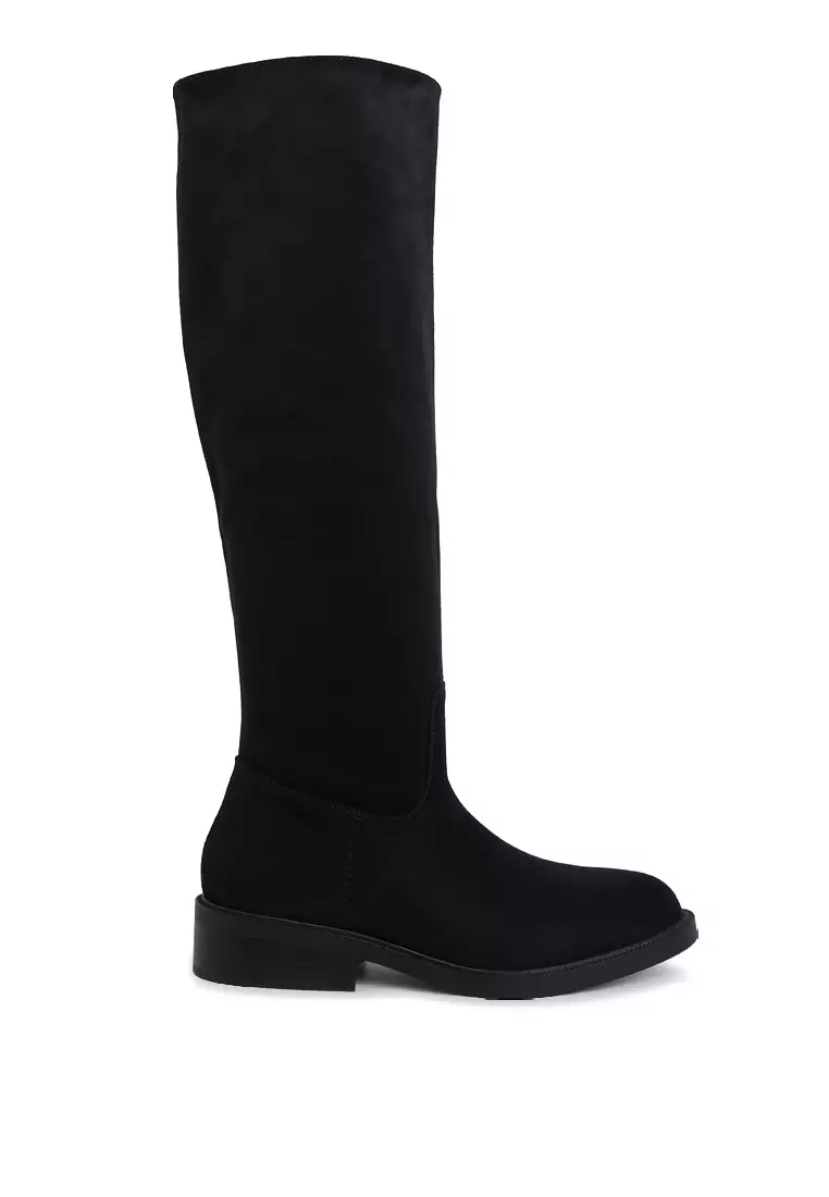 Discount on London Rag  shoes - SKU: Round Toe Microfiber Calf Boots in Black