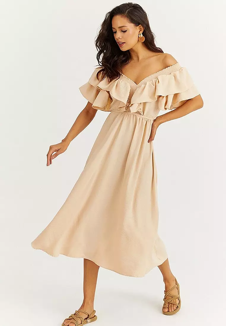 Front Back V Flounce Dress