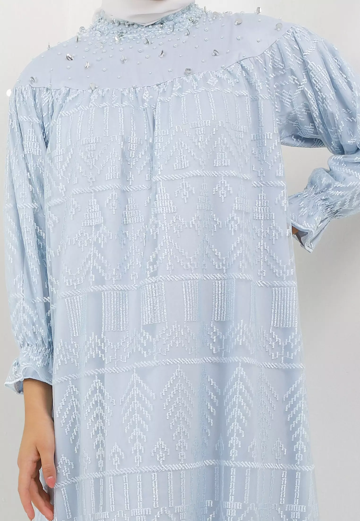 MFMW Semaya Dress Gamis Brukat Biru With Payet