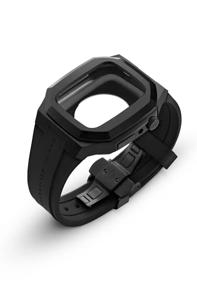 Switch Balck 40mm - Smart watch case for Apple watch series 4, 5, 6 & SE - Stainless steel case with rubber strap -DW OFFICIAL