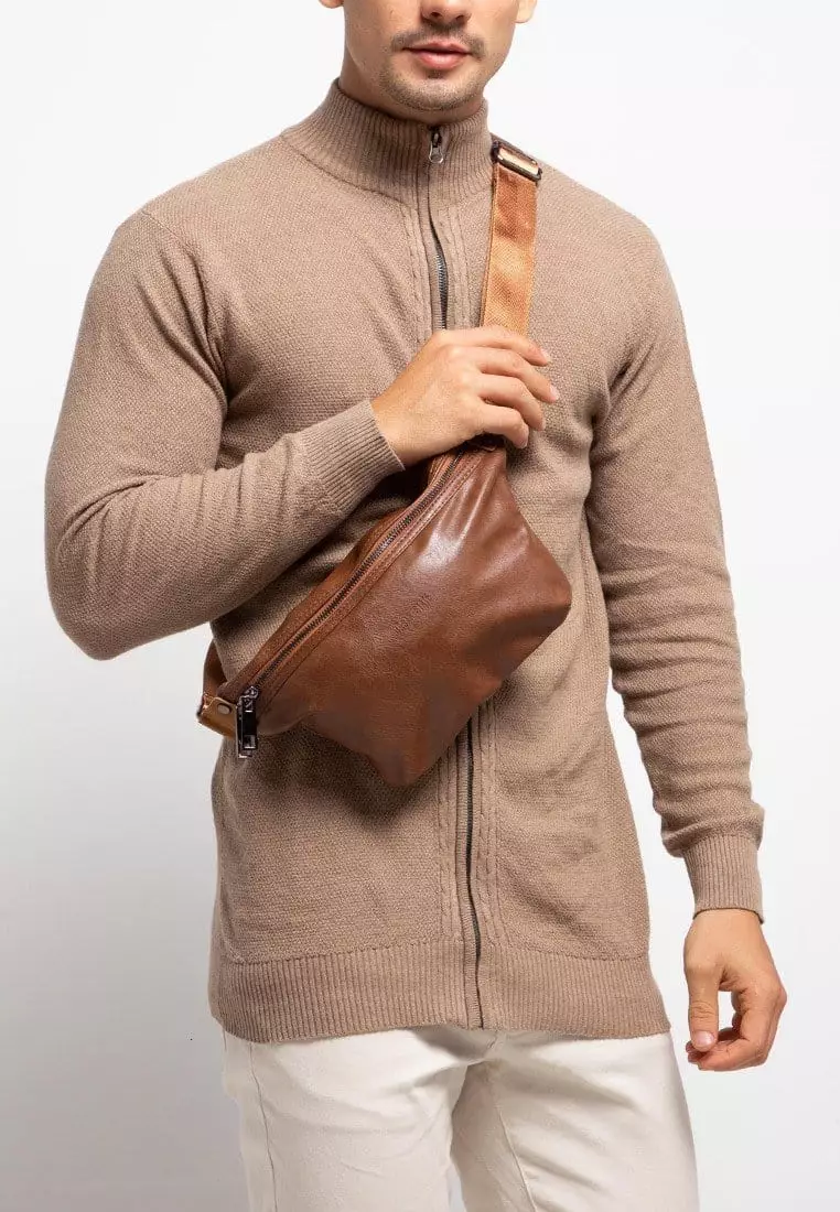 Distressed Leather Small Bumbag