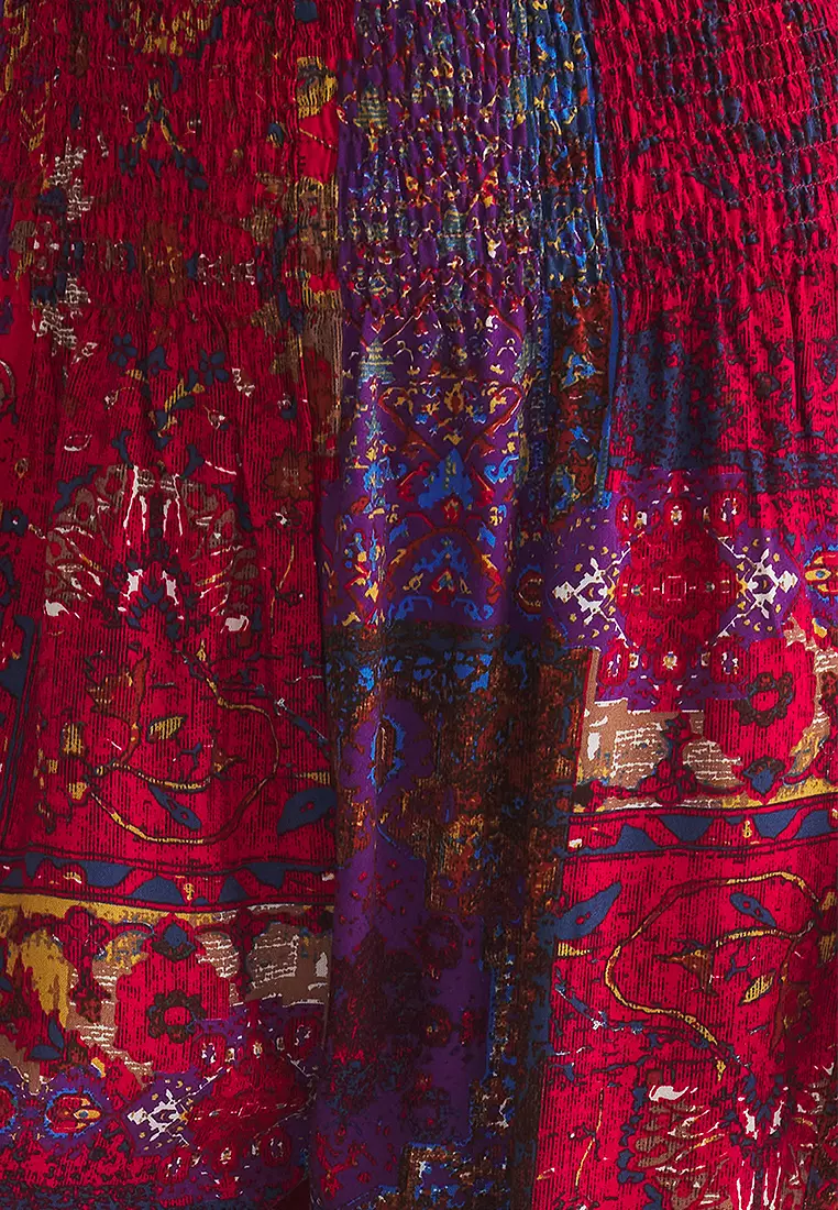 Ethnic Patterned Elasticated Shalwar Form Woven Trousers