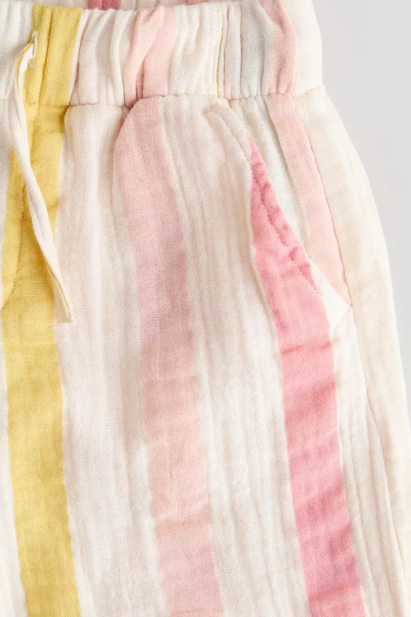 Cotton muslin drawstring trousers