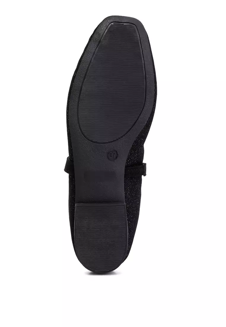 Black Pearl Embellished Ballerina Flats