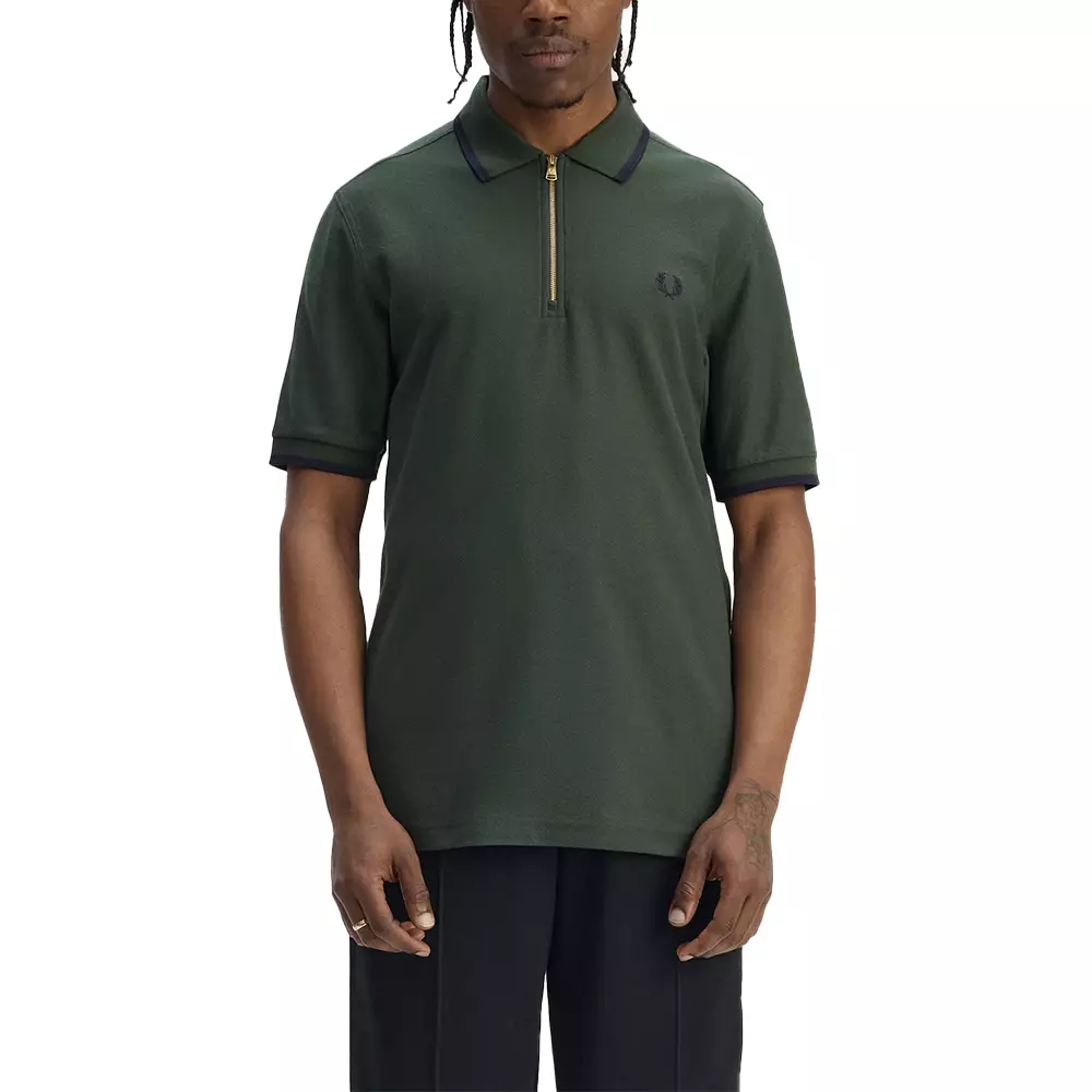 Crepe Pique Polo Shirt Court Green