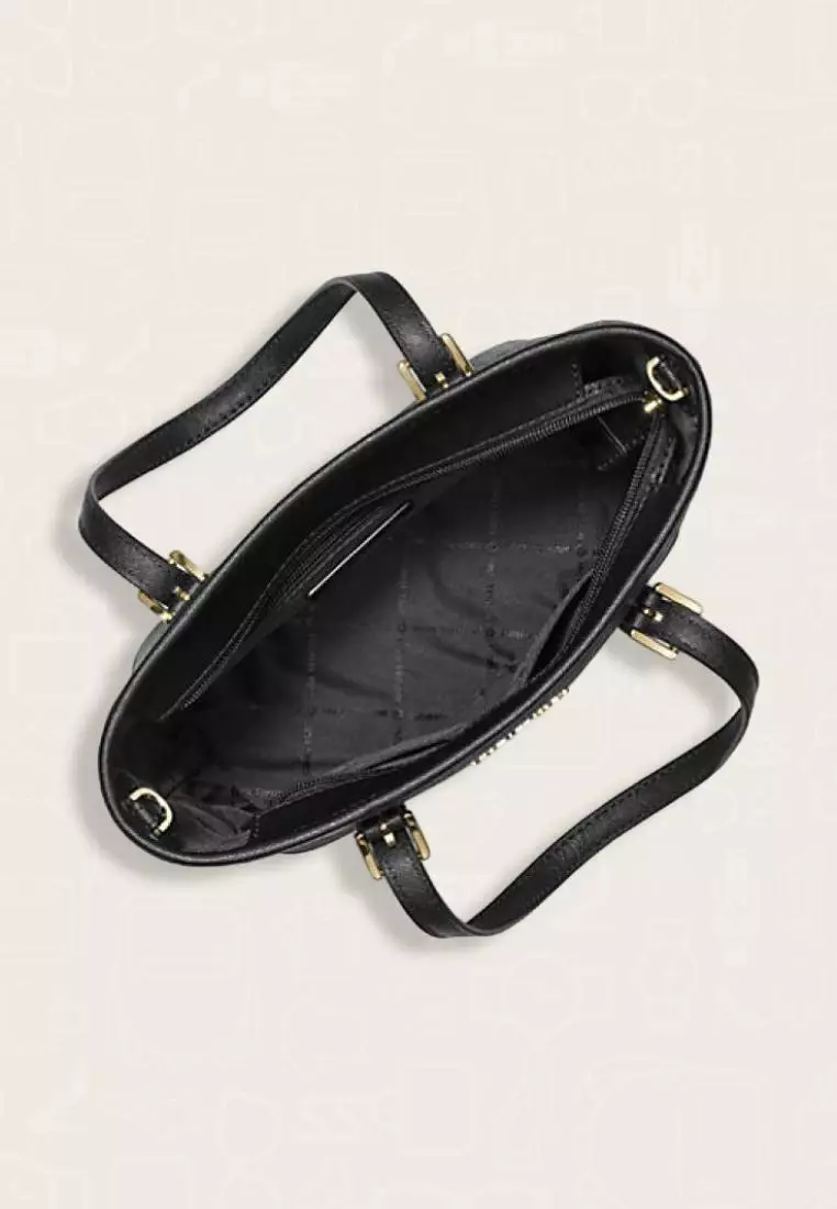 Michael Kors Jet Set Travel Extra-Small Logo Top-Zip Tote Bag Black