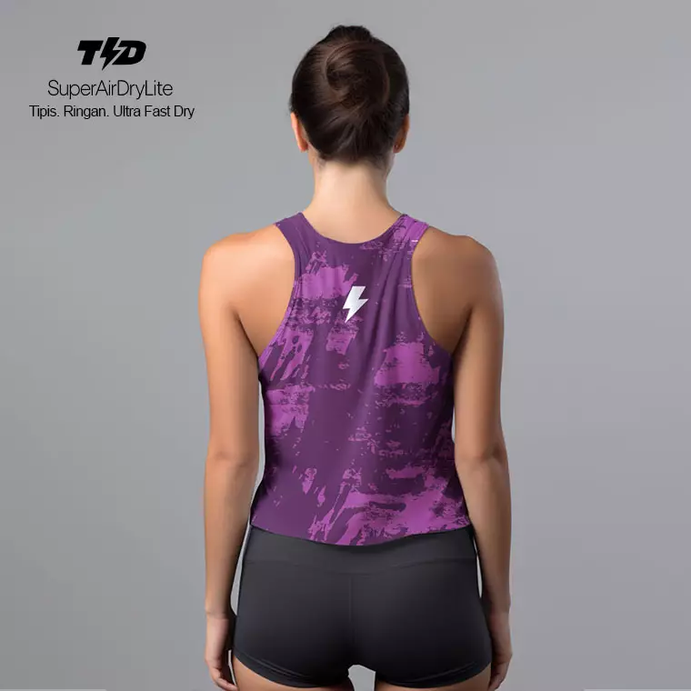 LSD61 Tanktop Crop Gym Running "purple pink Brush abstrak" superairdrylite