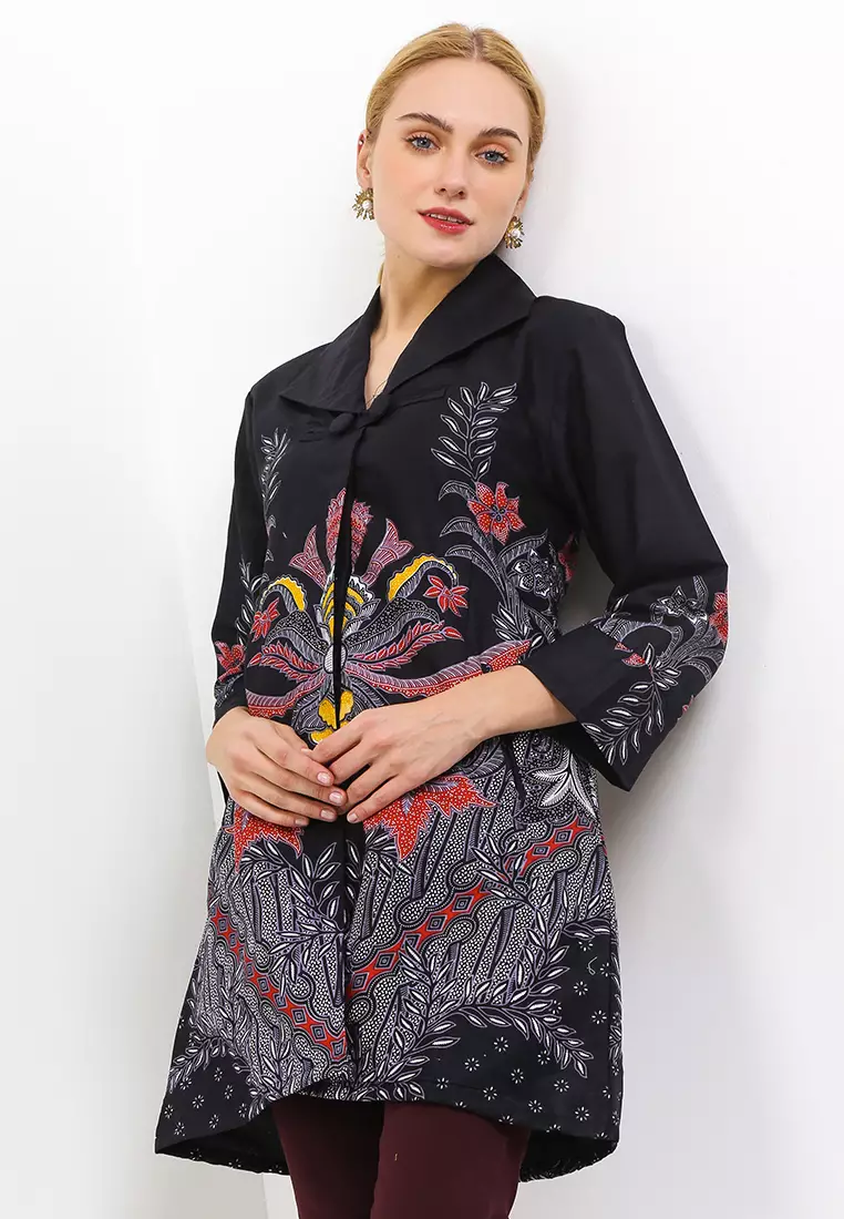 Tunik Batik Nala Black Premium Slimfit Elegant