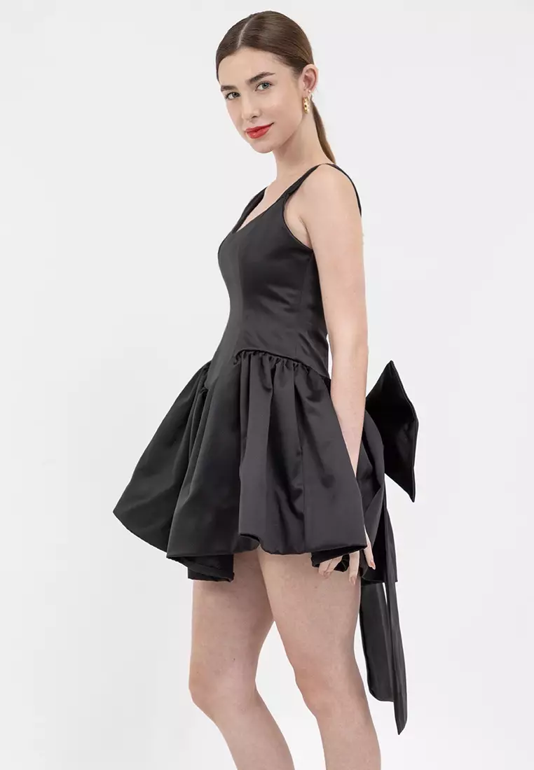 Yulia Bow Detail Satin Mini Dress