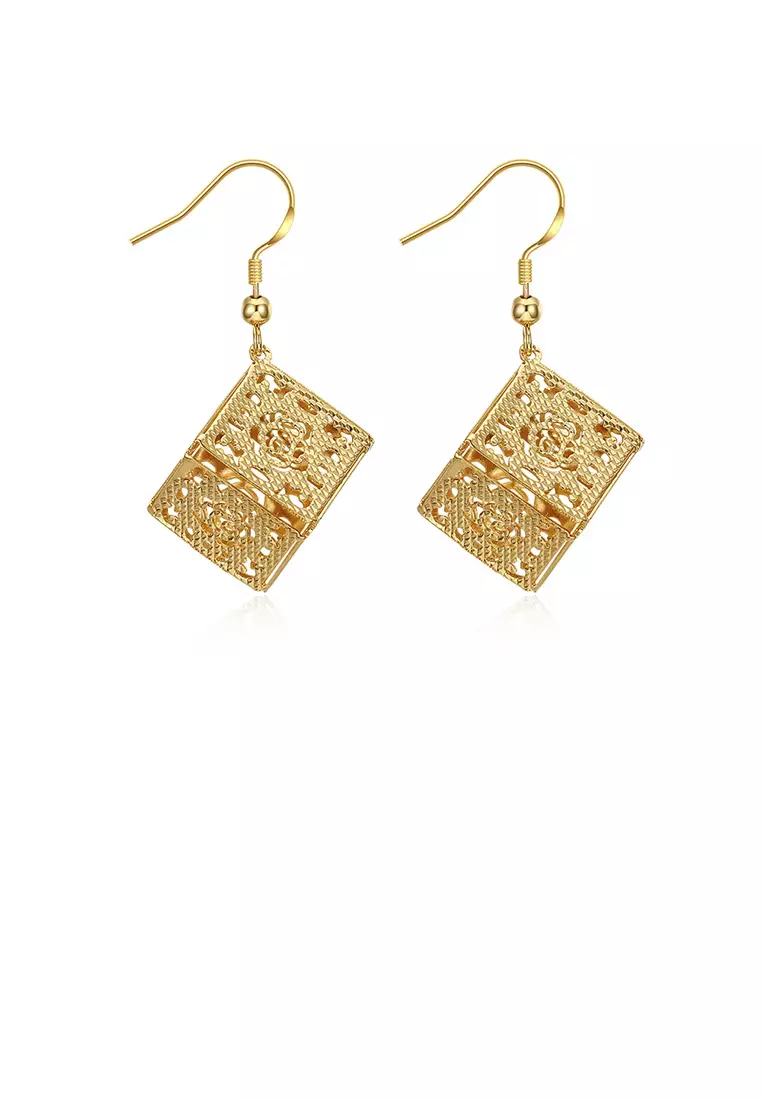 Gold square earring shop
