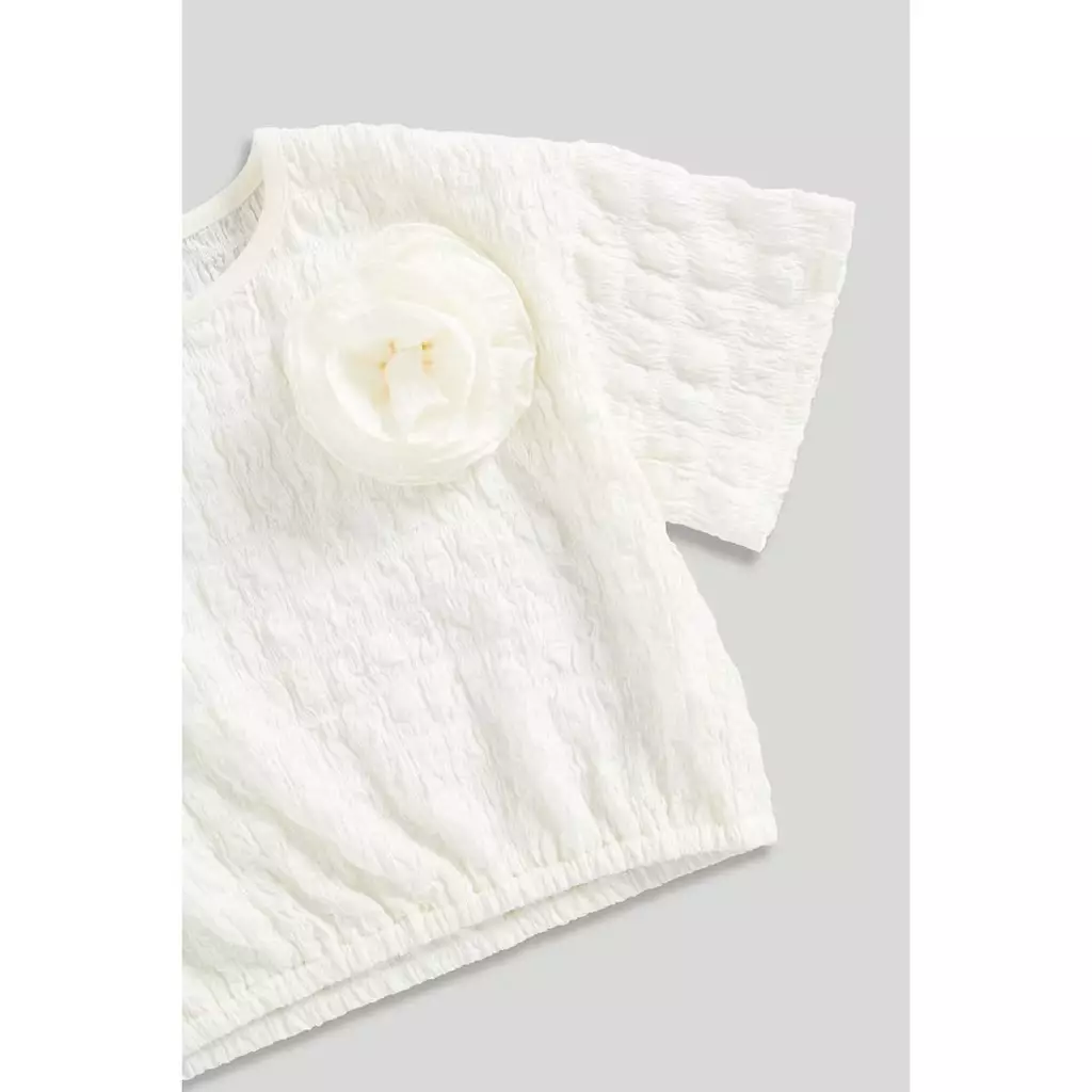 Mothercare Bubble Jersey Top and Skirt Set - Set Baju Anak Perempuan (Putih)