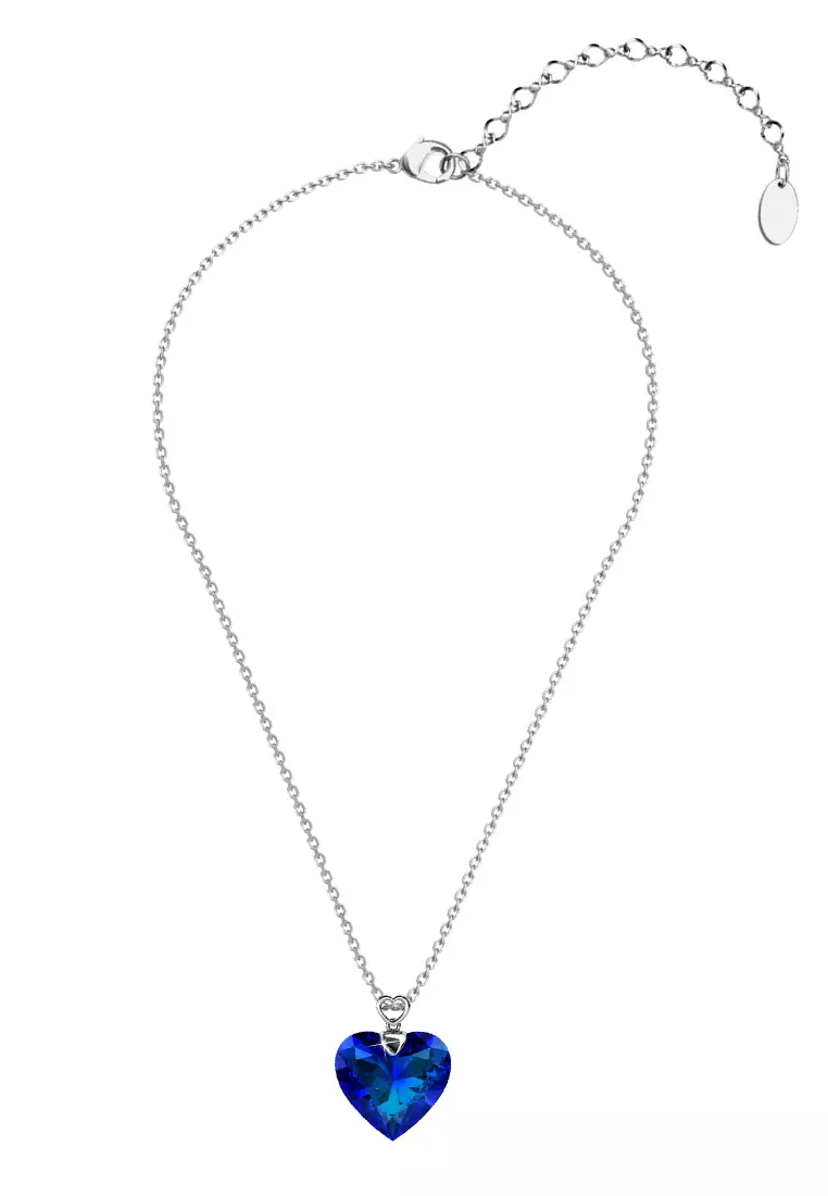 Royal Heart Pendant Blue - Kalung Crystal Swarovksi by Her Jewellery