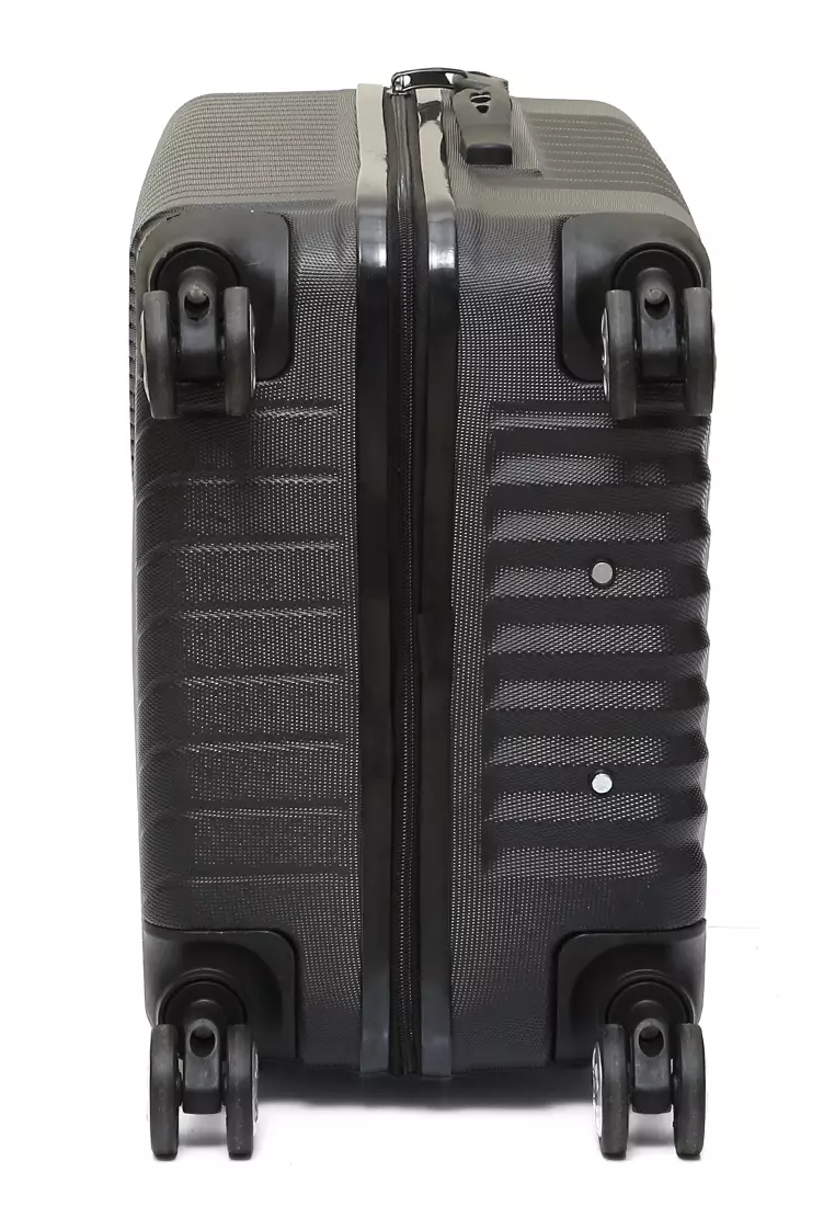 Isvara Tas Koper Hardcase Fiber One Set Unisex Large Compartment Suitcase Code Lock System Material ABS+PVC Coated ORIGINAL - Black