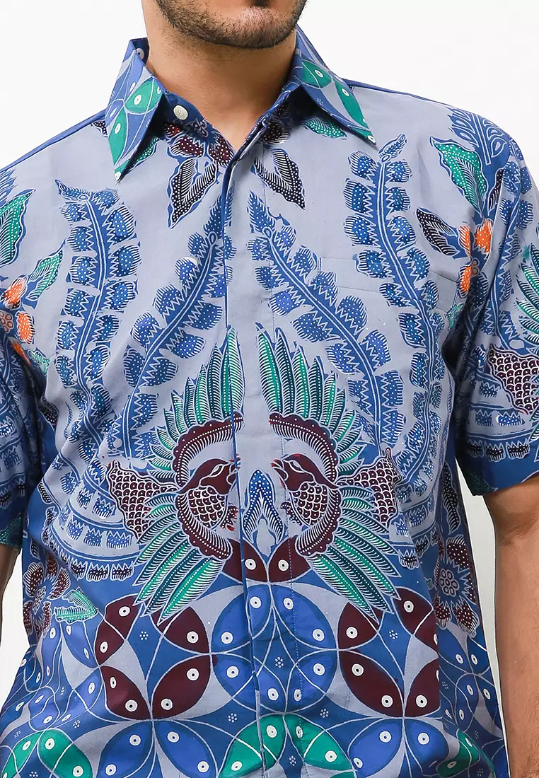Sambara Kemeja Batik Tulis Premium Pria Casual Modern Lengan Pendek