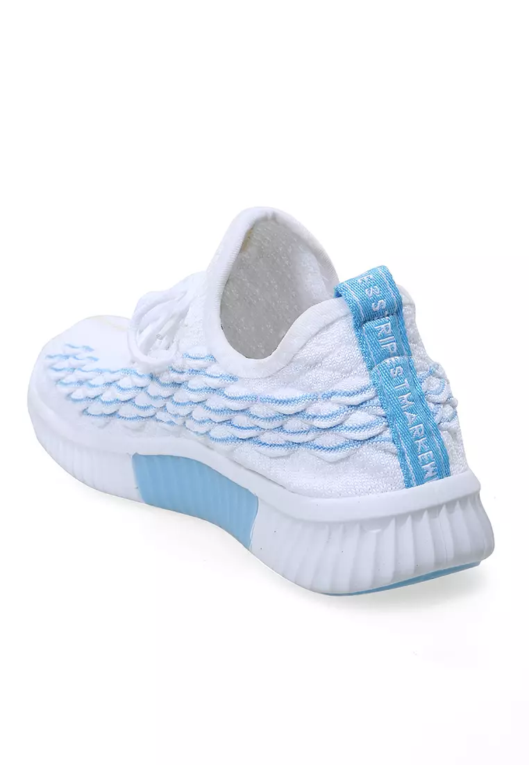 Sneakers Wanita Motif Sisik Dual Tone Color Sepatu Tali Fashion Women - Blue