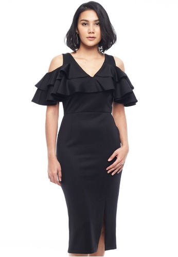 V neck cold shoulder dress Clearance