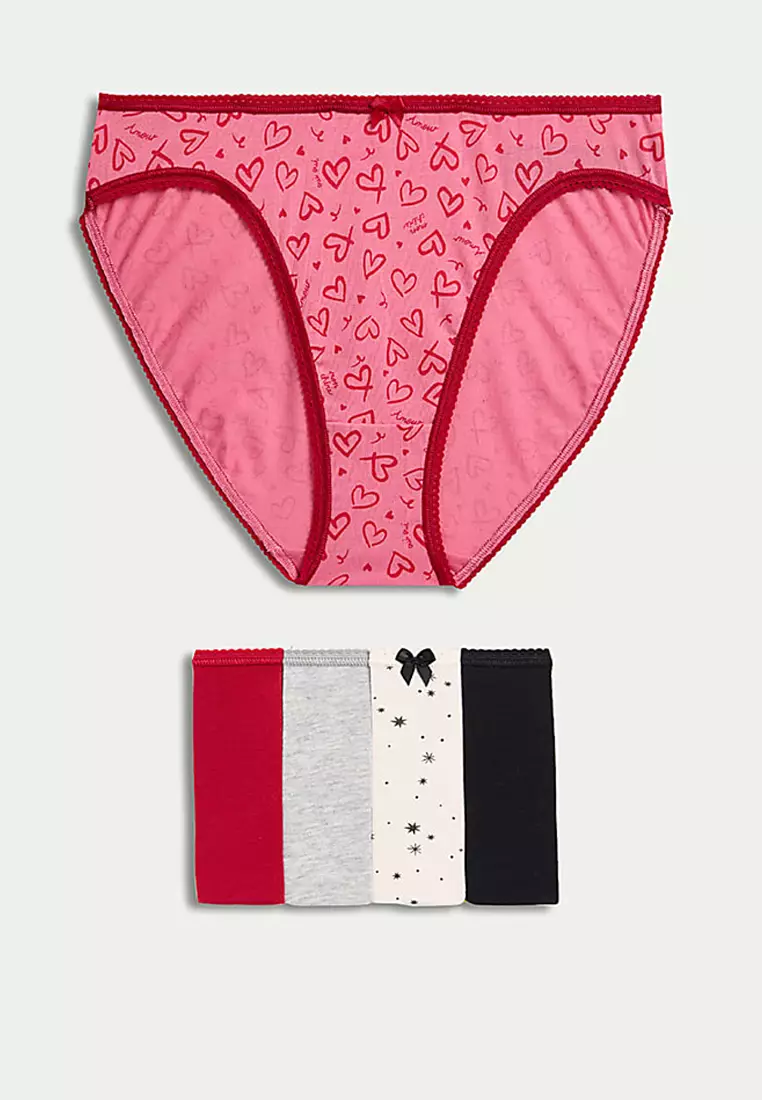 5pk Cotton Lycra™ High Leg Knickers