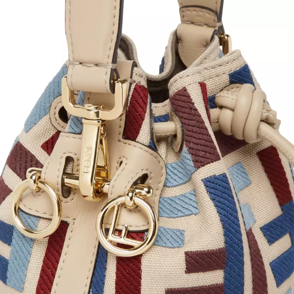 Mini Mon Tresor Canvas with FF Embroidery Bucket Bag Multicolor