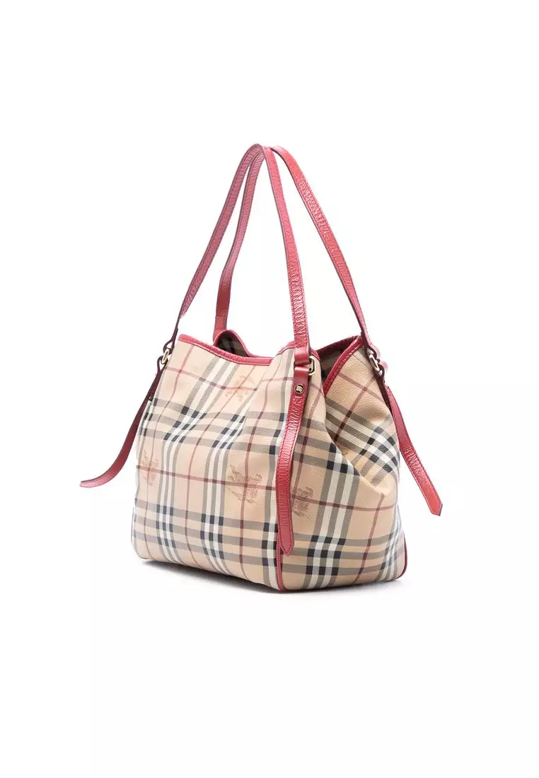 Pre-Loved Burberry Small Haymarket Check Coated Canvas Canterbury Tote