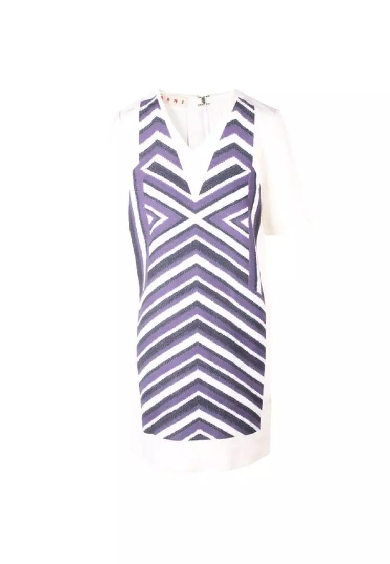 Purple black and white on sale dress