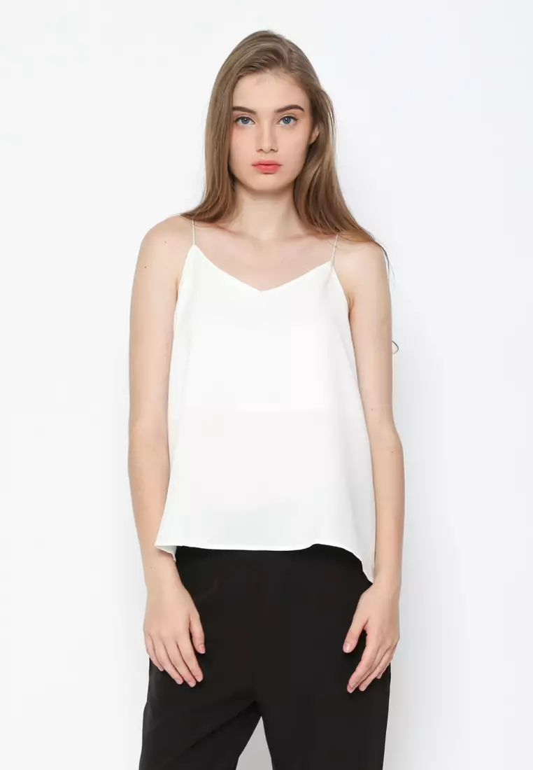 WHITE V NECK TANK TOP