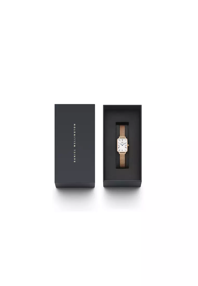 Quadro Roman numerals 20x26mm Melrose Rose Gold White Dial - Fashion Watch for women - Stainless Steel Strap Watch - Female Watch - DW Official - Authentic