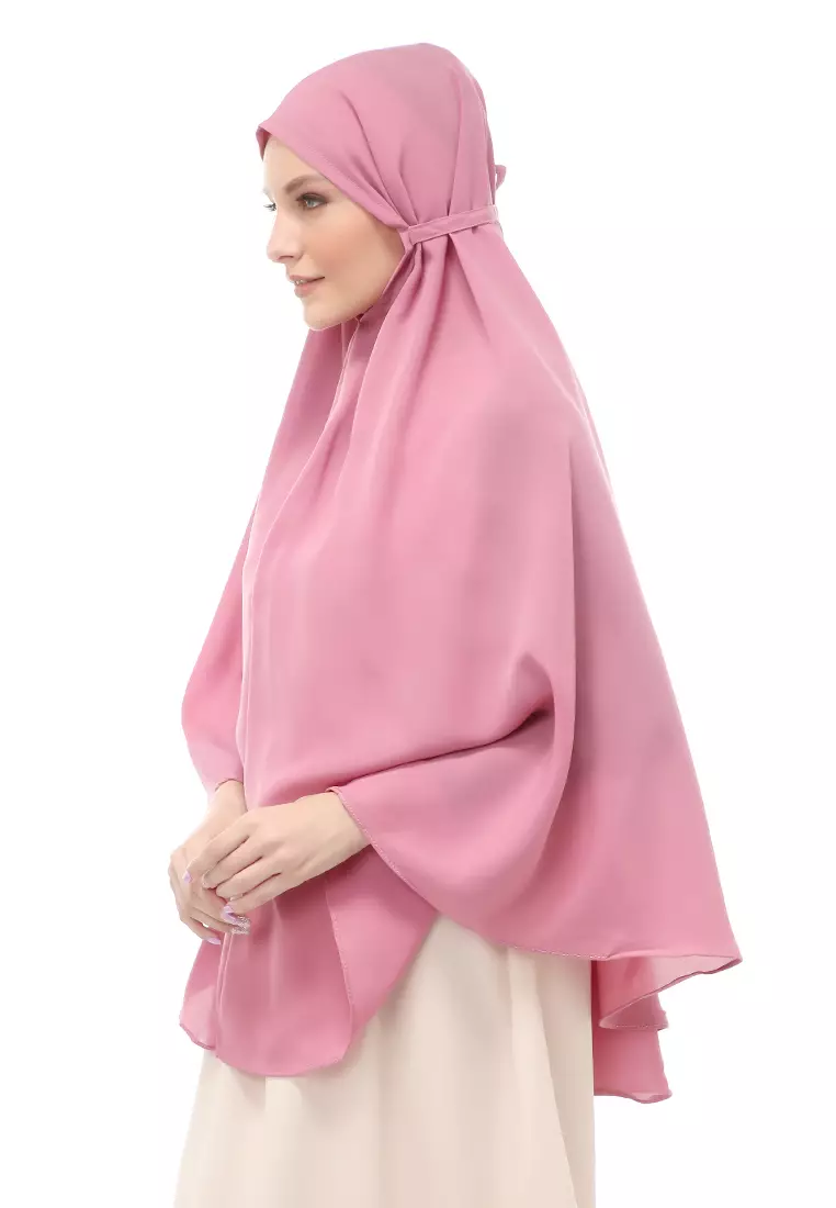 Nindy Jilbab Khimar Bergo Jumbo Motif Polos Relaxed Fit - Dusty