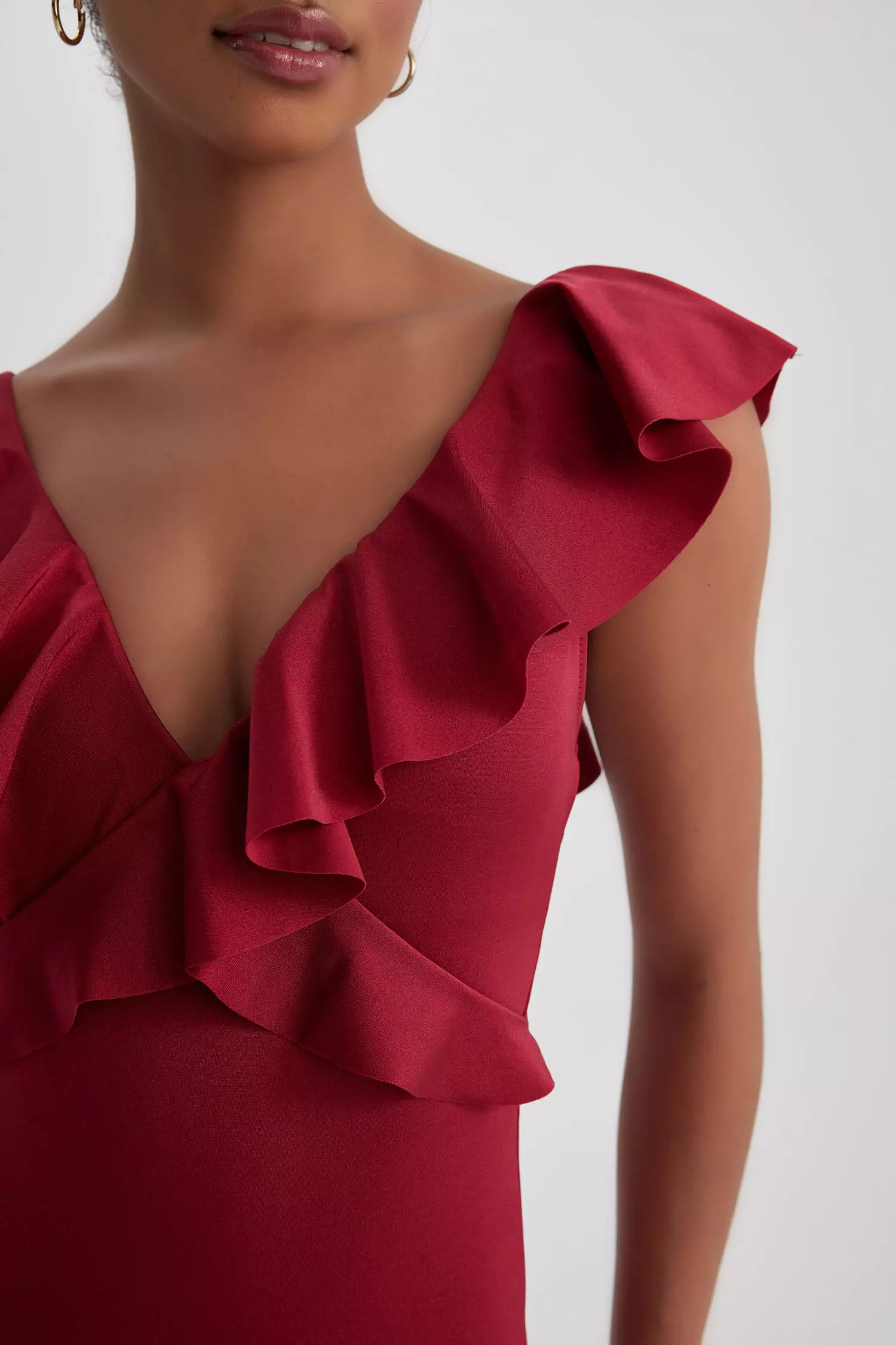 Red ruffle one hotsell piece swimsuit