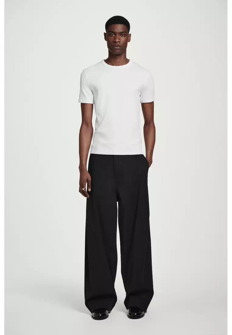 SLIM RIBBED COTTON T-SHIRT