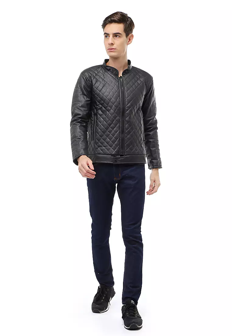 Halbert Outerwear Jaket Kulit Pria Waterproof & Windproof Material Leather ORIGINAL - Black