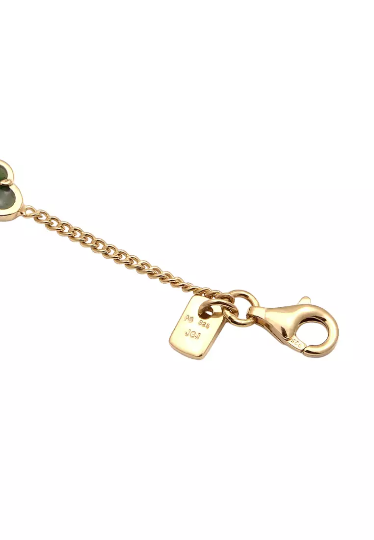 Men's Silver Green Enamel Clover Bracelet – Gold-Plated