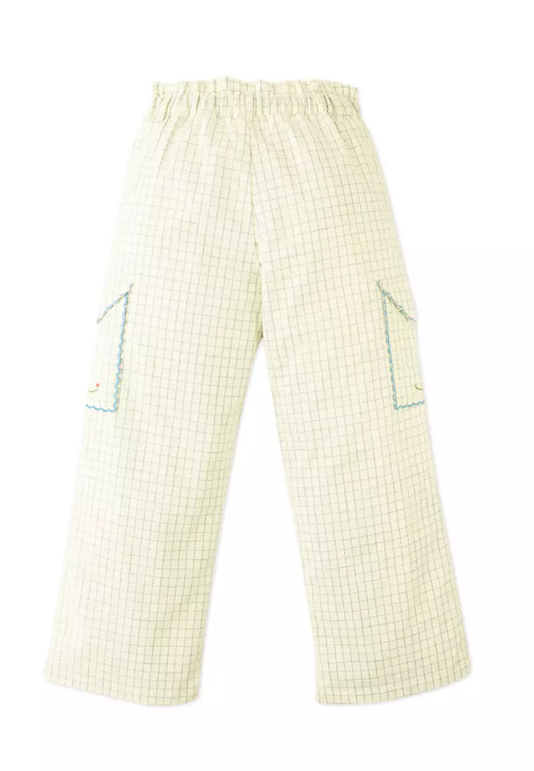 Ariana Cargo Pants with Embroidered Pockets and Paperbag Waist