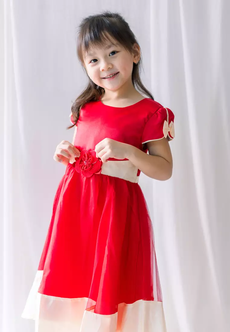 Two Mix Baju Anak Perempuan Bahan Satin - Dress Anak Perempuan Fashion Usia 1-12 Tahun 4251