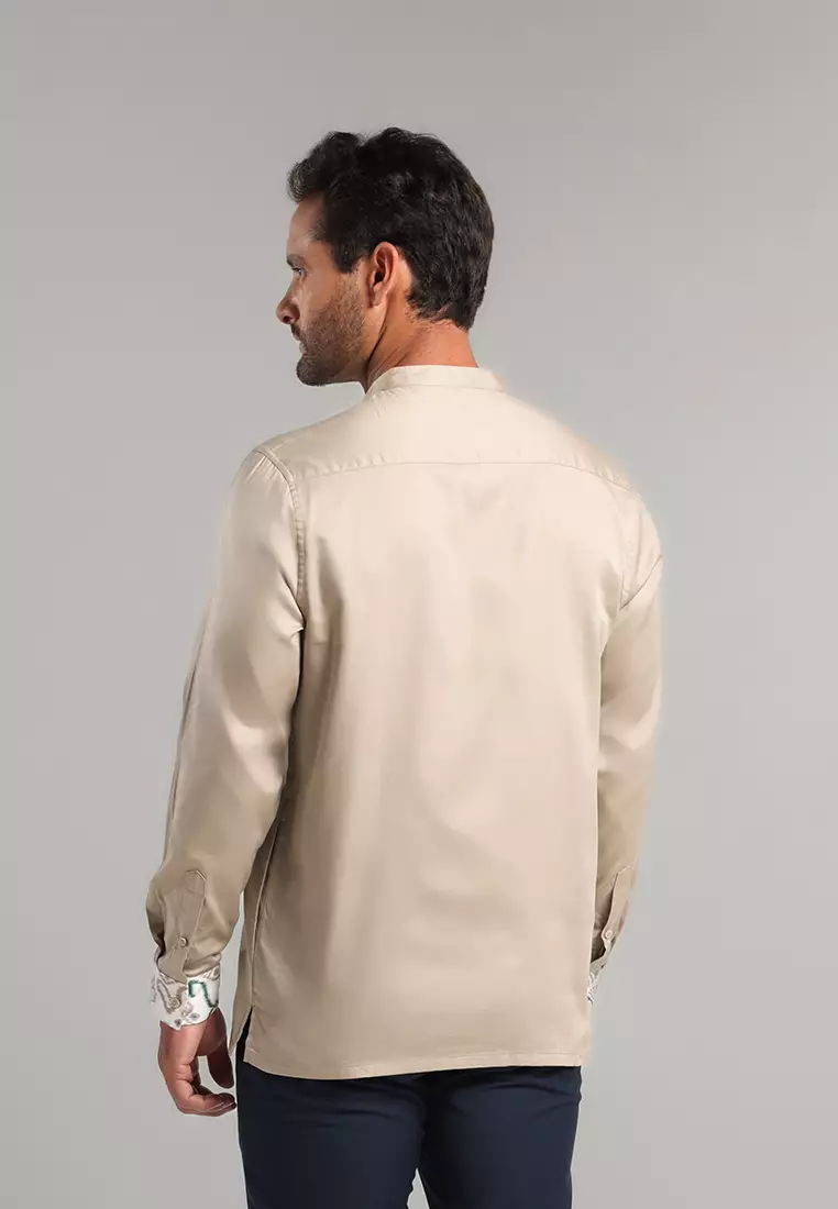 MOC Kemeja Shanghai Lengan Panjang Pria Aksa - Brown