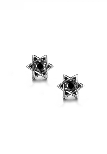 HAPPY FRIDAYS Vintage Hexagram Zircon Titanium Steel Earrings JW SJ-CF151 F698CAC33C6A29GS_1