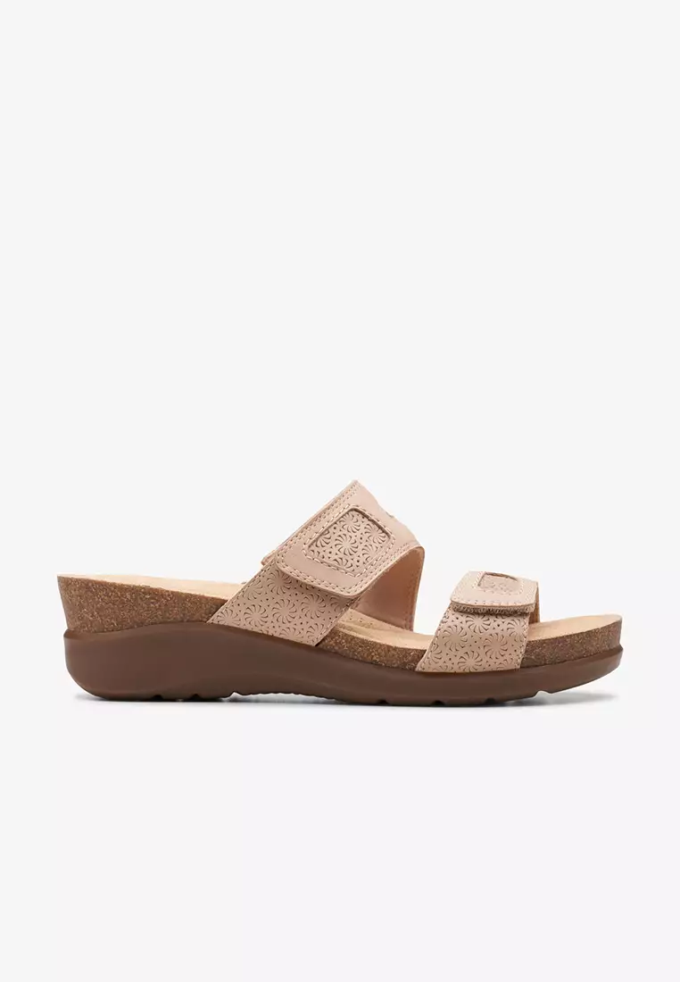 Discount on Clarks  shoes - SKU: Calenne Maye Wedge Sandals Sand Combi