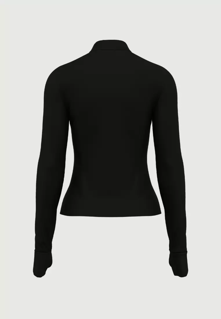 Meshed Elegance 全黑修身拉鍊外套